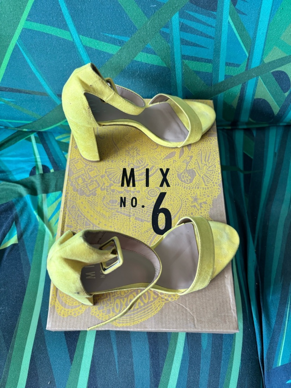 Mix No. 6 Yellow Suede Block Heel Sandals